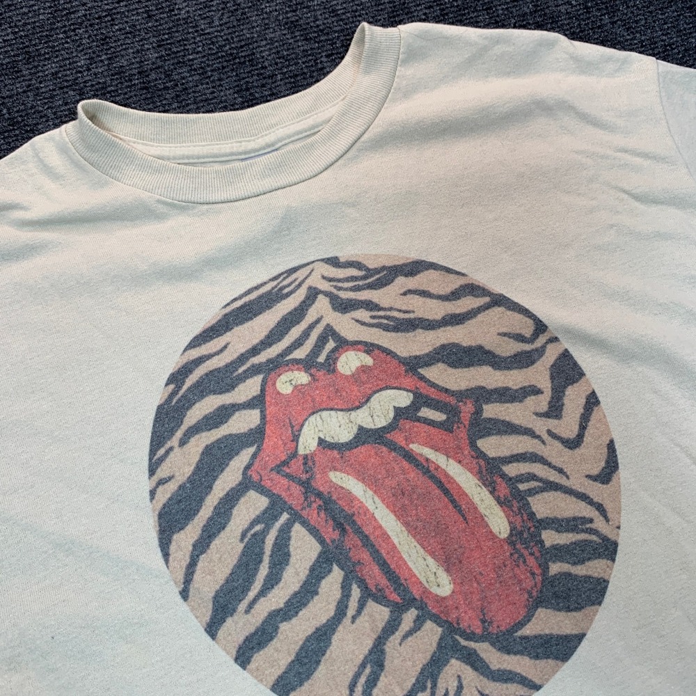 Rolling Stones Graphic Tee Gilden Mens M Rock & Roll Zebra Print Rockstar Indie